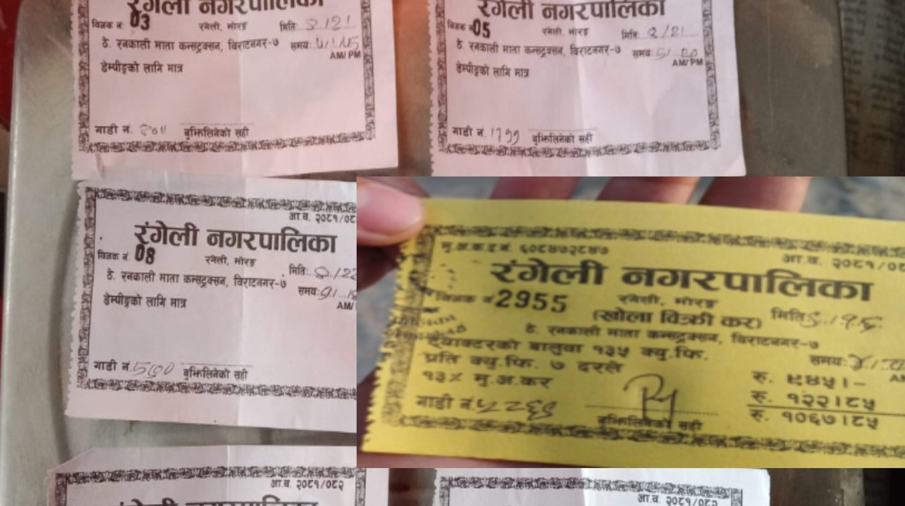 सेतो रङको नक्कली बिल र पहिलो रङको आधिकारिक बिल 